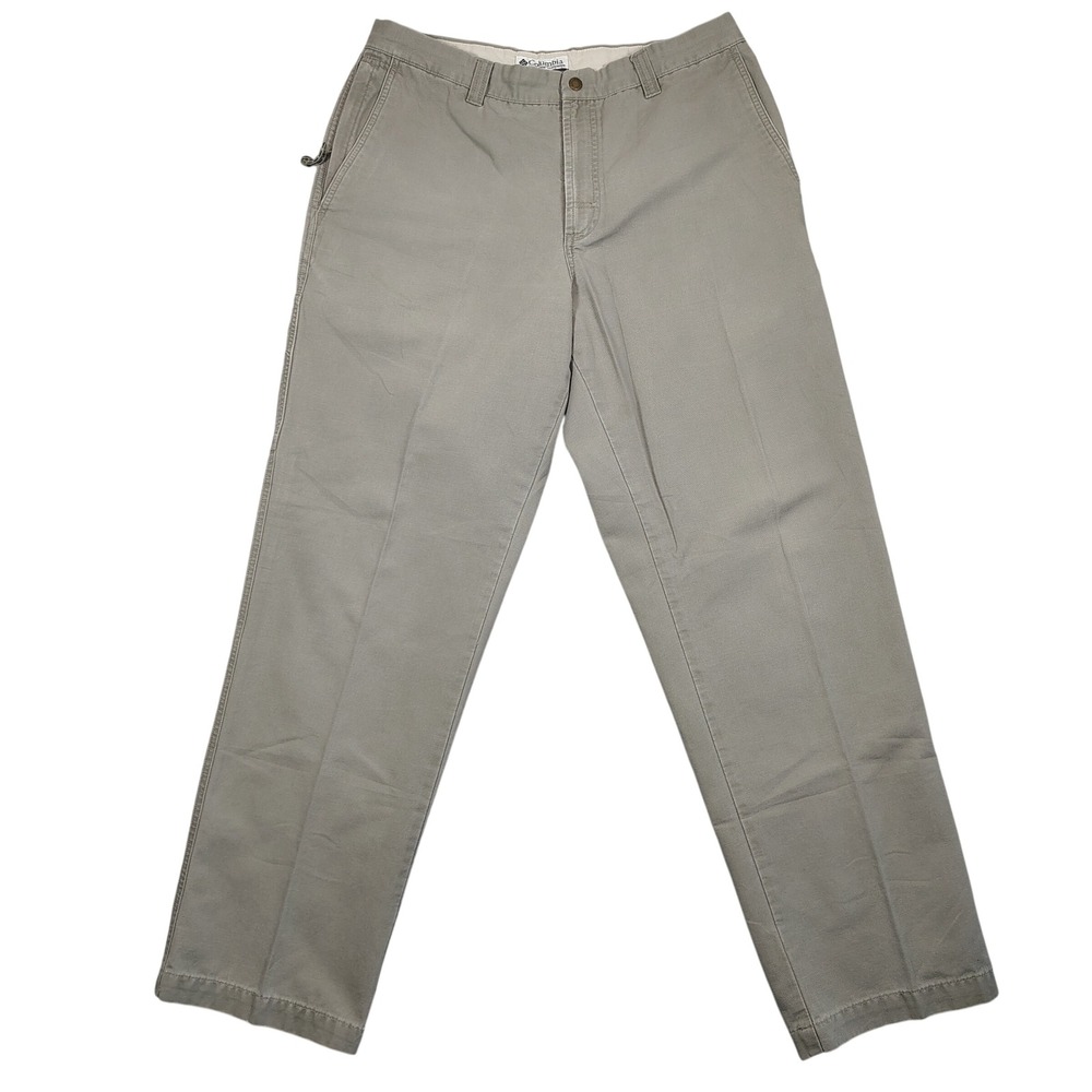 Columbia Utility Pants Mens 34 Khaki Utility Straight Leg Solid Cotton Canvas
